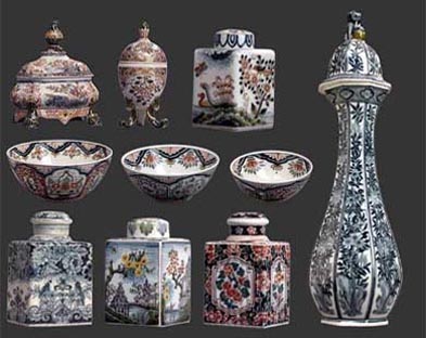 Collection of coloured earthenware from Makkum